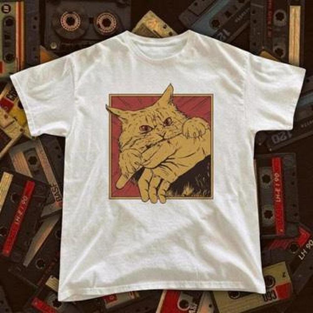 White T-Shirt With Yellow Cat